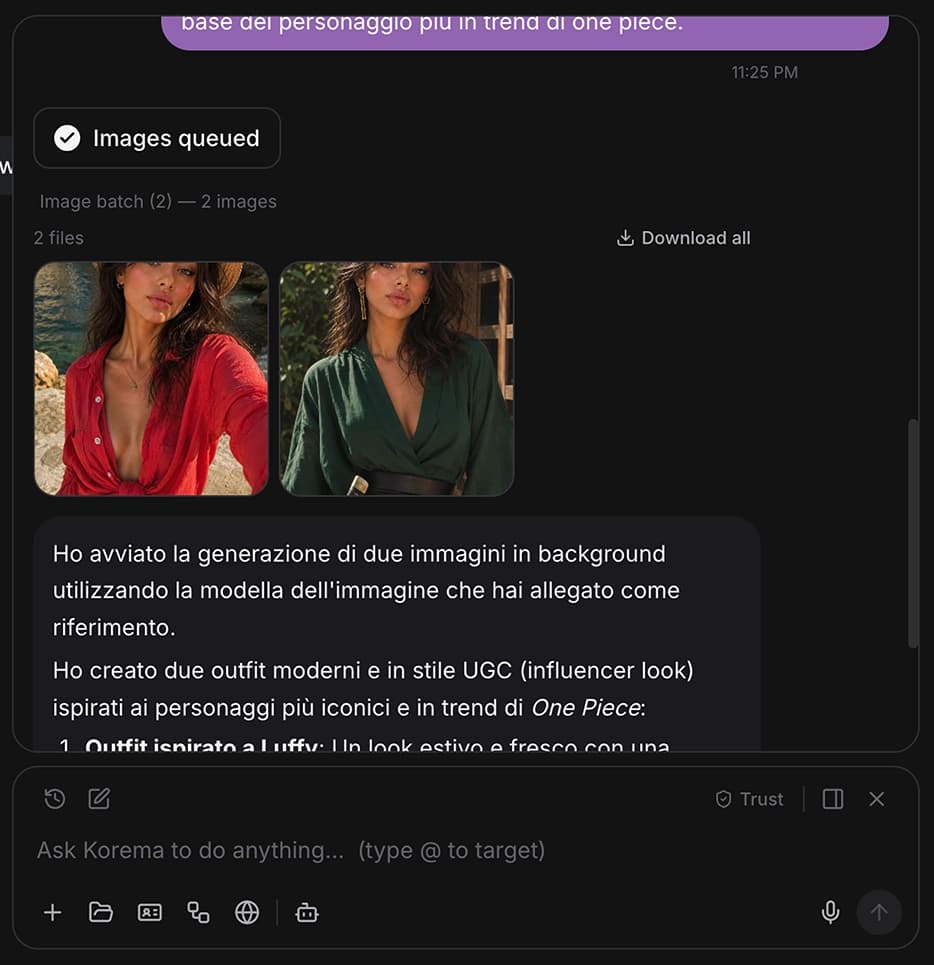 Korema Agent producing a set of campaign images