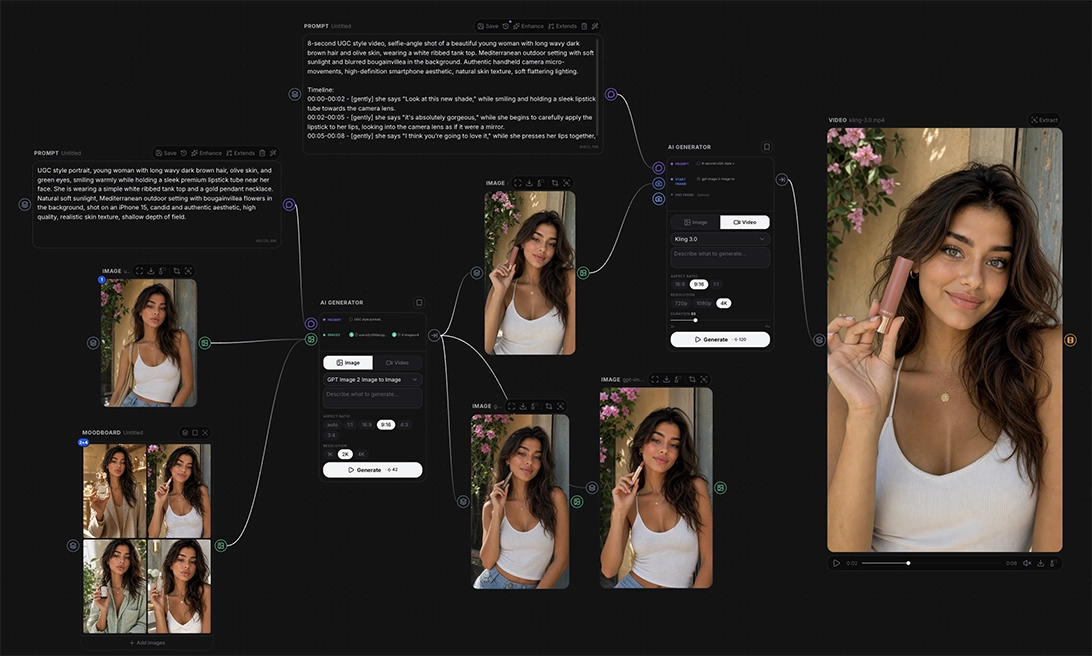 Node-based generation on the canvas